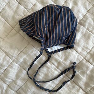 Railroad Striped Briar Baby Brimmed Bonnet 12-24mo